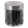 Glazen pot met embossing in RVS deksel 0,9 liter