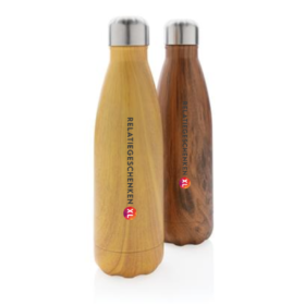 Vacuüm roestvrijstalen fles met houtdessin