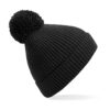 Engineered Knit Ribbed Pom Pom Beanie