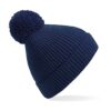 Engineered Knit Ribbed Pom Pom Beanie
