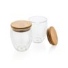 Dubbelwandig borosilicaatglas met bamboe deksel 25 cl. set