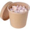 Snoeppot kraft karton met deksel 36 cl., gevuld met hartjes