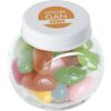 Kleine glazen pot gevuld met ca. 40 gr. jelly beans gekleurd deksel