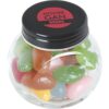 Kleine glazen pot gevuld met ca. 40 gr. jelly beans gekleurd deksel